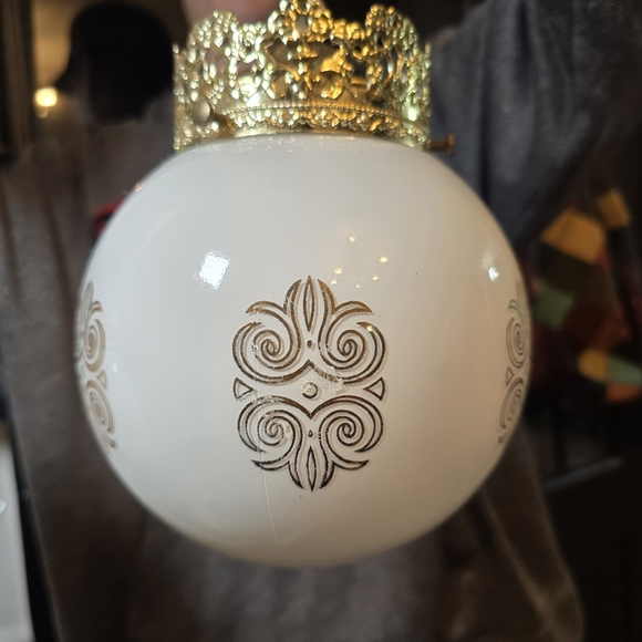 Vtg MCM Glass Globe Hanging Ceiling Swag Light Pendants Lamp Gold Hollywood Rege - Picture 6 of 10